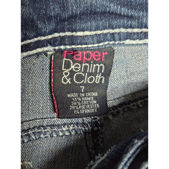 Paper Denim &amp; Cloth Girls' Jeans Size 7 Dark Wash‎ with Rhinestone Pocket - Picture 5 of 16